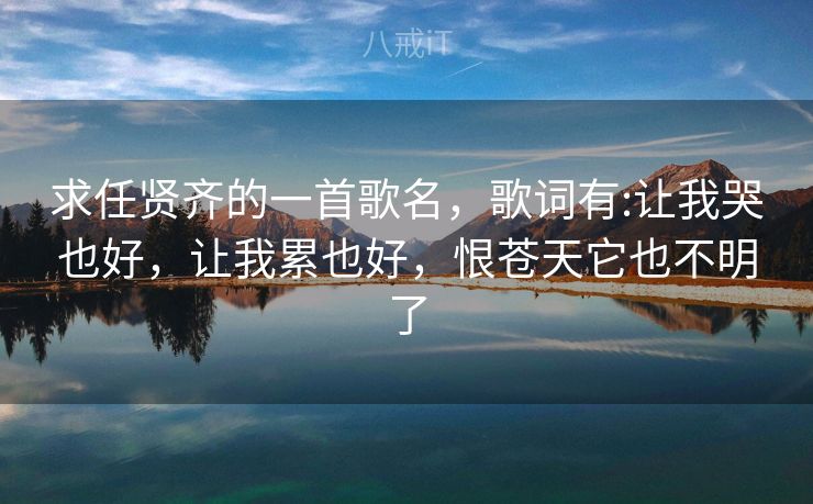 求任贤齐的一首歌名，歌词有:让我哭也好，让我累也好，恨苍天它也不明了