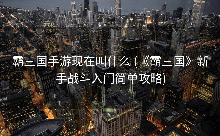 霸三国手游现在叫什么 (《霸三国》新手战斗入门简单攻略)