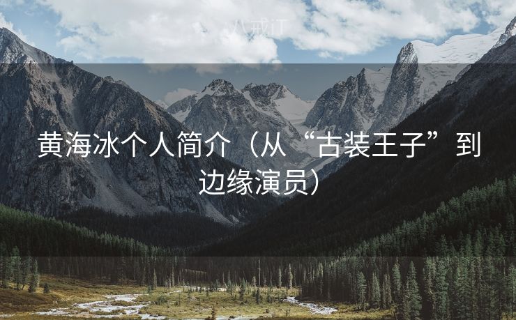 黄海冰个人简介（从“古装王子”到边缘演员）