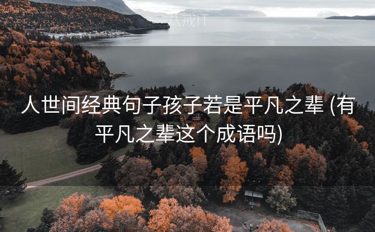 人世间经典句子孩子若是平凡之辈 (有平凡之辈这个成语吗)