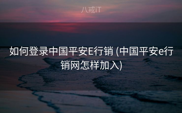 如何登录中国平安E行销 (中国平安e行销网怎样加入)