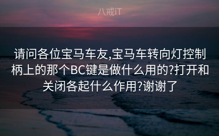 请问各位宝马车友,宝马车转向灯控制柄上的那个BC键是做什么用的?打开和关闭各起什么作用?谢谢了 请问各位宝马车友,宝马车转向灯控制柄上的那个BC键是做什么用的?打开和关闭各起什么作用?谢谢了