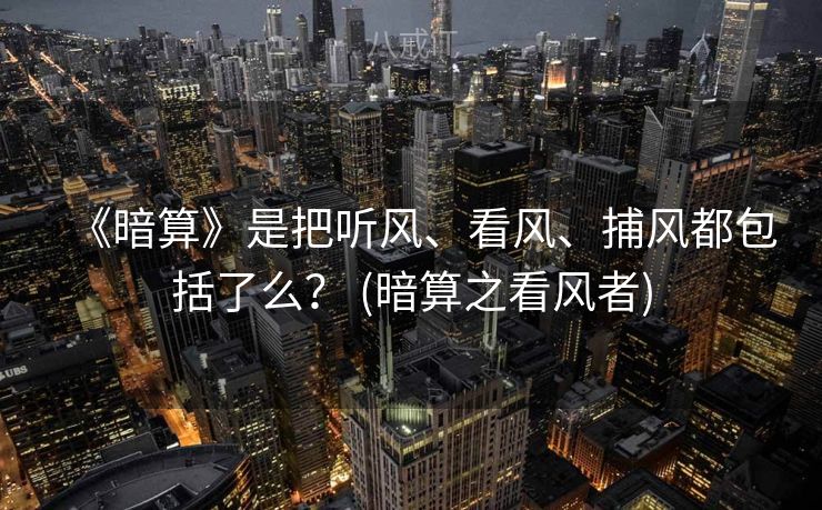 《暗算》是把听风、看风、捕风都包括了么？ (暗算之看风者)