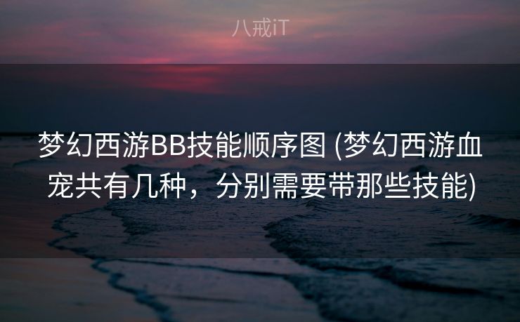 梦幻西游BB技能顺序图 (梦幻西游血宠共有几种，分别需要带那些技能)