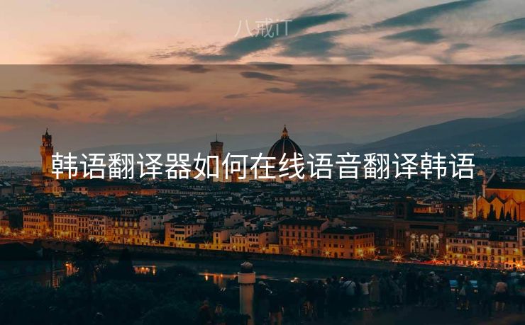 韩语翻译器如何在线语音翻译韩语
