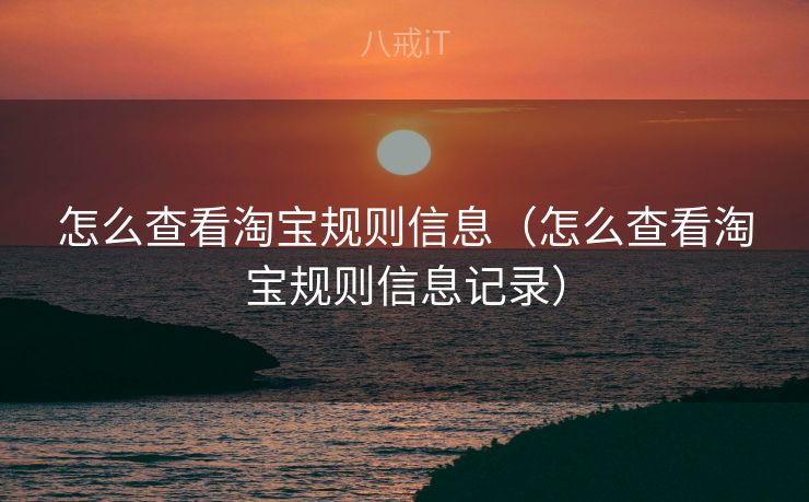怎么查看淘宝规则信息（怎么查看淘宝规则信息记录）