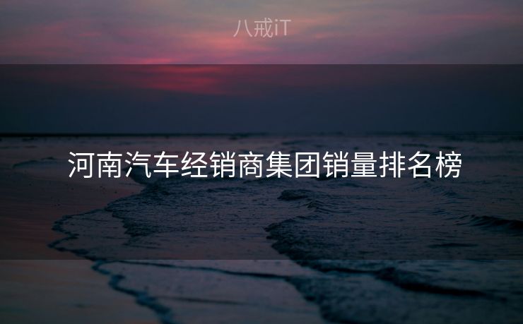  河南汽车经销商集团销量排名榜