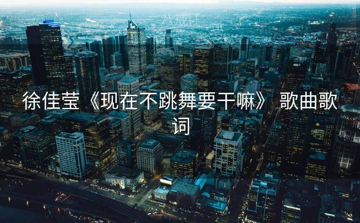 徐佳莹《现在不跳舞要干嘛》 歌曲歌词