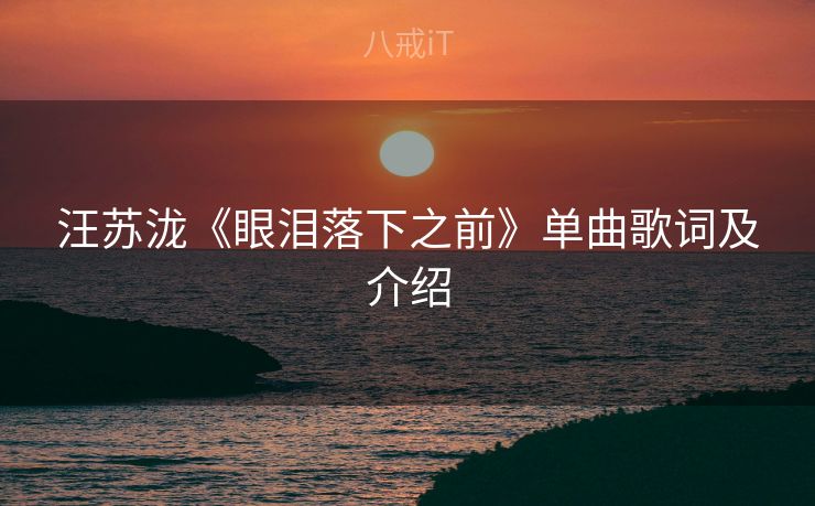 汪苏泷《眼泪落下之前》单曲歌词及介绍