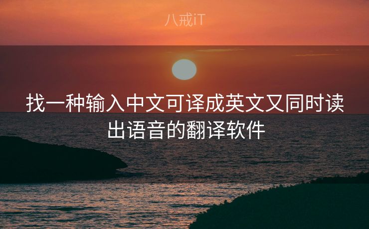找一种输入中文可译成英文又同时读出语音的翻译软件