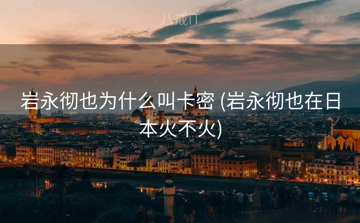 岩永彻也为什么叫卡密 (岩永彻也在日本火不火)