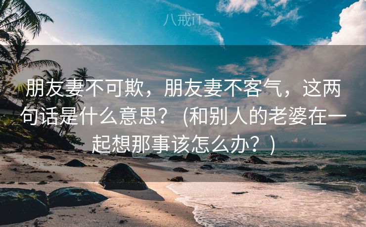 朋友妻不可欺，朋友妻不客气，这两句话是什么意思？ (和别人的老婆在一起想那事该怎么办？)
