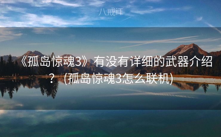 《孤岛惊魂3》有没有详细的武器介绍？ (孤岛惊魂3怎么联机)