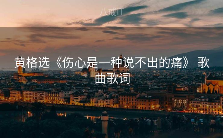 黄格选《伤心是一种说不出的痛》 歌曲歌词