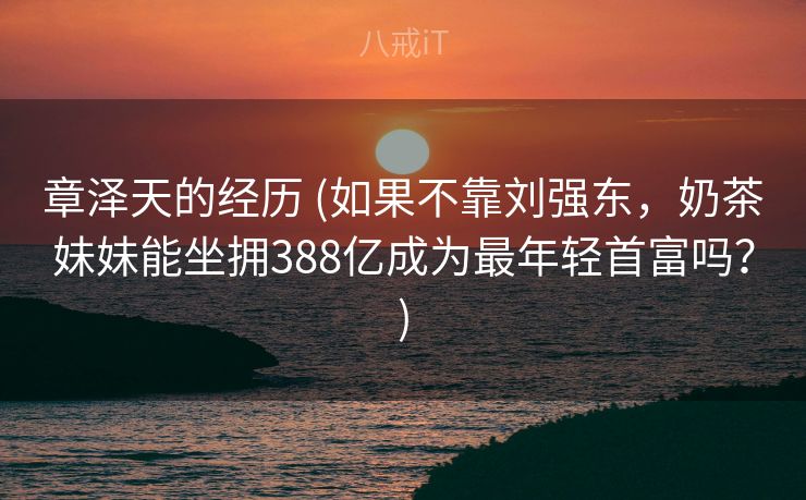 章泽天的经历 (如果不靠刘强东，奶茶妹妹能坐拥388亿成为最年轻首富吗？)