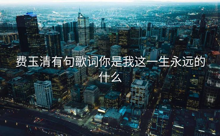 费玉清有句歌词你是我这一生永远的什么