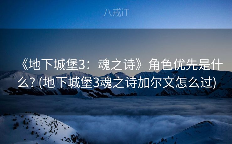 《地下城堡3：魂之诗》角色优先是什么? (地下城堡3魂之诗加尔文怎么过)