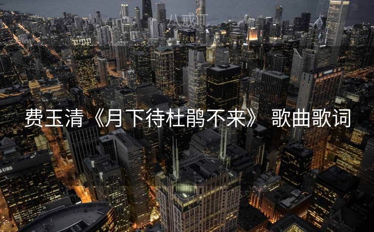 费玉清《月下待杜鹃不来》 歌曲歌词
