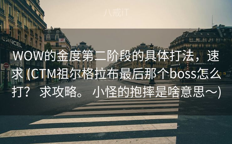 WOW的金度第二阶段的具体打法，速求 (CTM祖尔格拉布最后那个boss怎么打？ 求攻略。 小怪的抱摔是啥意思～)