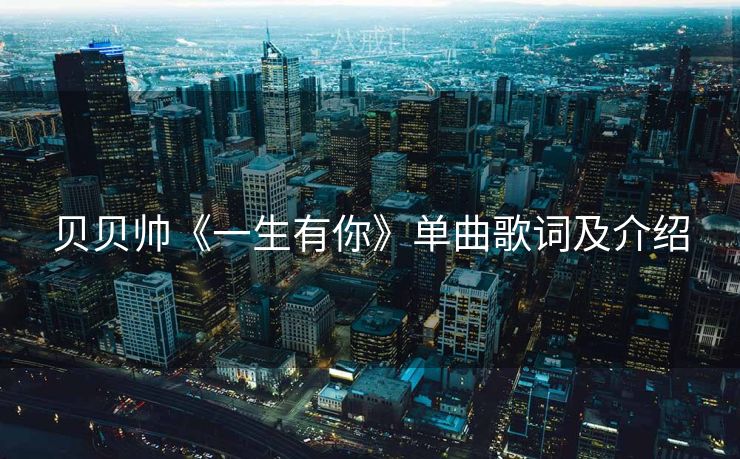 贝贝帅《一生有你》单曲歌词及介绍