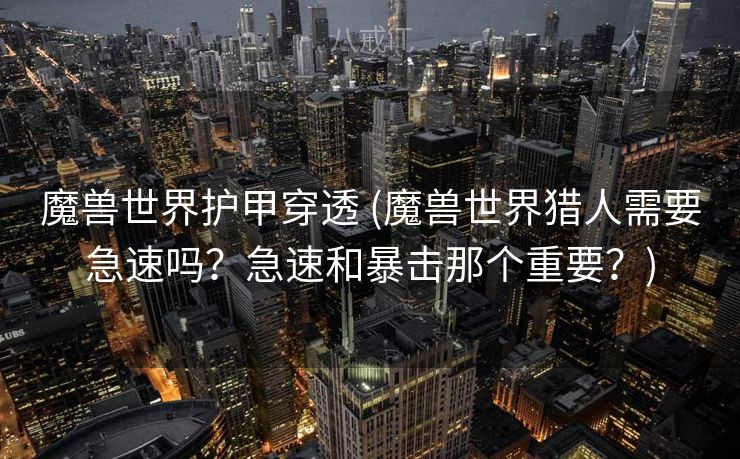 魔兽世界护甲穿透 (魔兽世界猎人需要急速吗？急速和暴击那个重要？)