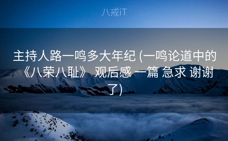 主持人路一鸣多大年纪 (一鸣论道中的《八荣八耻》 观后感 一篇 急求 谢谢 了)