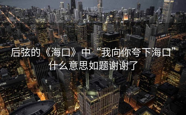 后弦的《海口》中“我向你夸下海口”什么意思如题谢谢了