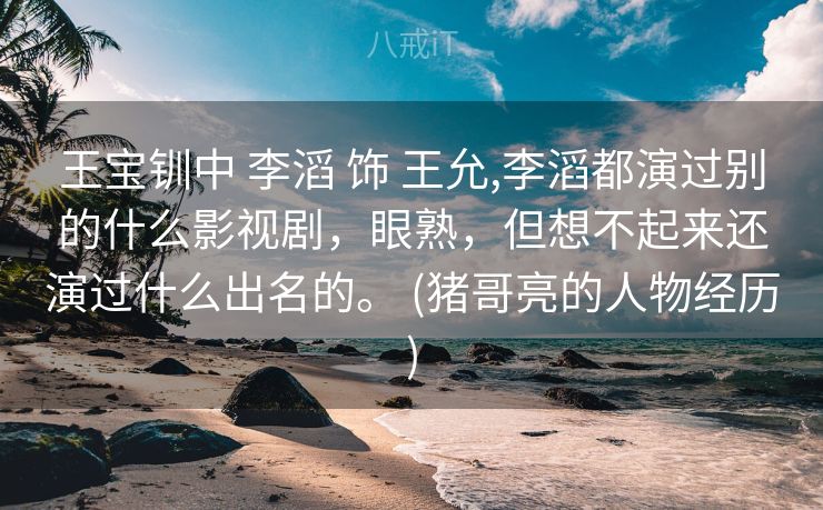 王宝钏中 李滔 饰 王允,李滔都演过别的什么影视剧，眼熟，但想不起来还演过什么出名的。 (猪哥亮的人物经历)